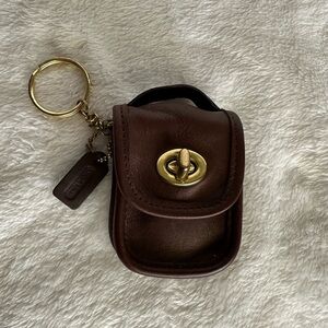 Vintage Coach 7254 Brown Mahogany Mini Station Bag Key Fob Pouch